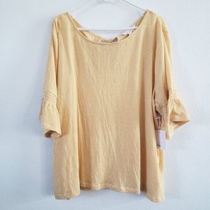 LC Lauren Conrad Top Plus Size XXL Striped Yellow